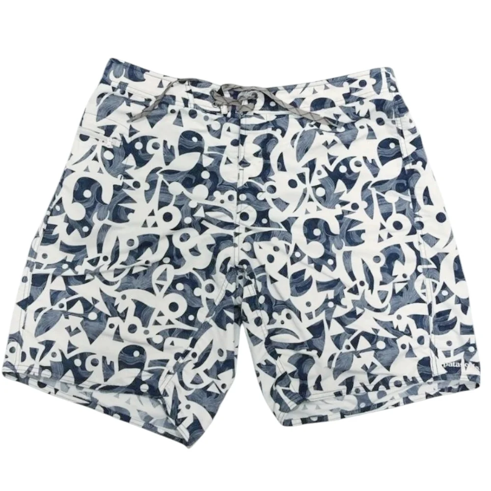 PATAGONIA Wavefarer Boardshorts  Swim Trunks Blue Print Surf Large 36